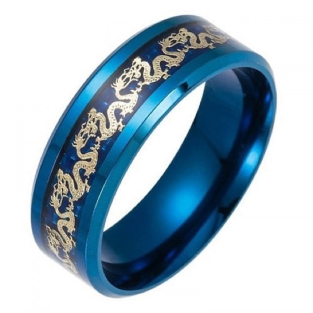 Men’s Blue Dragon Titanium Steel Ring